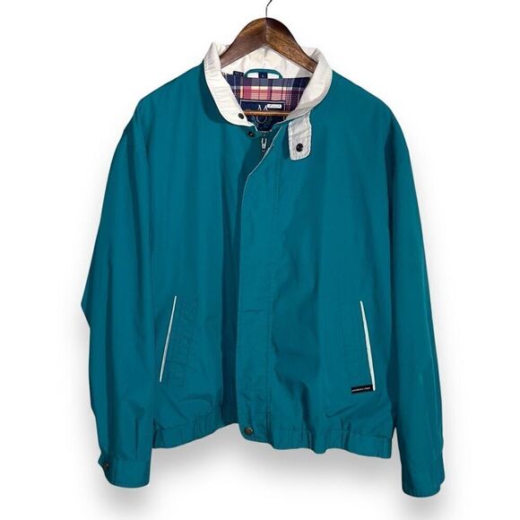 Members Only 90s Green Full Zip Bomber Jacket Sz L - Picture 1 of 10